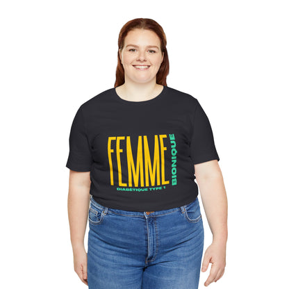 The Diabuddies Store Bionic Woman (French) - Unisex Tee Bionic Woman (French) - Unisex Tee: Unleash your inner Bionic strength! This Unisex Tee is a powerful statement of resilience, strength, and modern-day heroism for anyone living with Type 1 Diabetes.