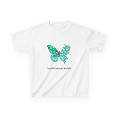 Green Butterfly & Flowers (French) - Kids Tee The Diabuddies Store T-Shirts $18.48