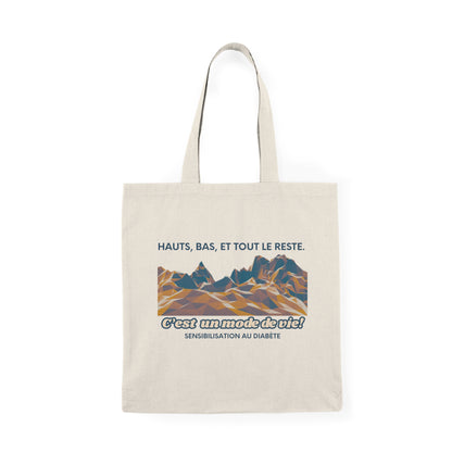 The Diabuddies Store Highs, Lows, and Everything in Between (French) - Tote Bags Highs, Lows, and Everything in Between (French) - Tote Bags: Life's a rollercoaster, and this tote bag gets it! Our "Highs, Lows, and Everything in Between" French bag design
