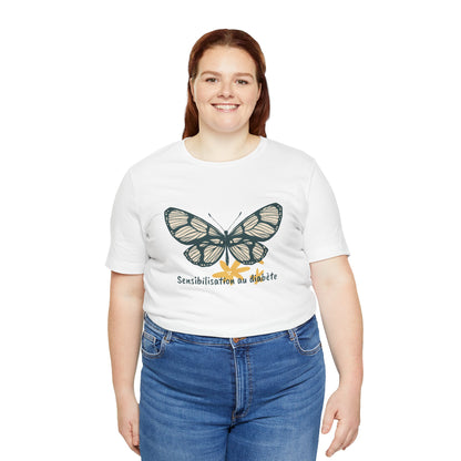 Green Butterfly & Flowers (French) Unisex Tee The Diabuddies Store T-Shirts $22.38