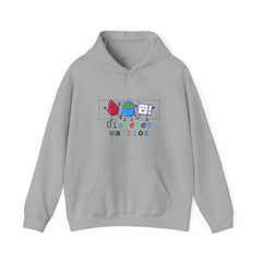 The Diabuddies Store Diabetes Warrior (w/Icons) - Unisex Hoodie Diabetes Warrior (w/Icons) - Unisex Hoodie: Unleash the hero within! This dynamic and cozy "Diabetes Warrior (w/Icons)" Unisex Hoodie celebrates the incredible strength and resilience of thos