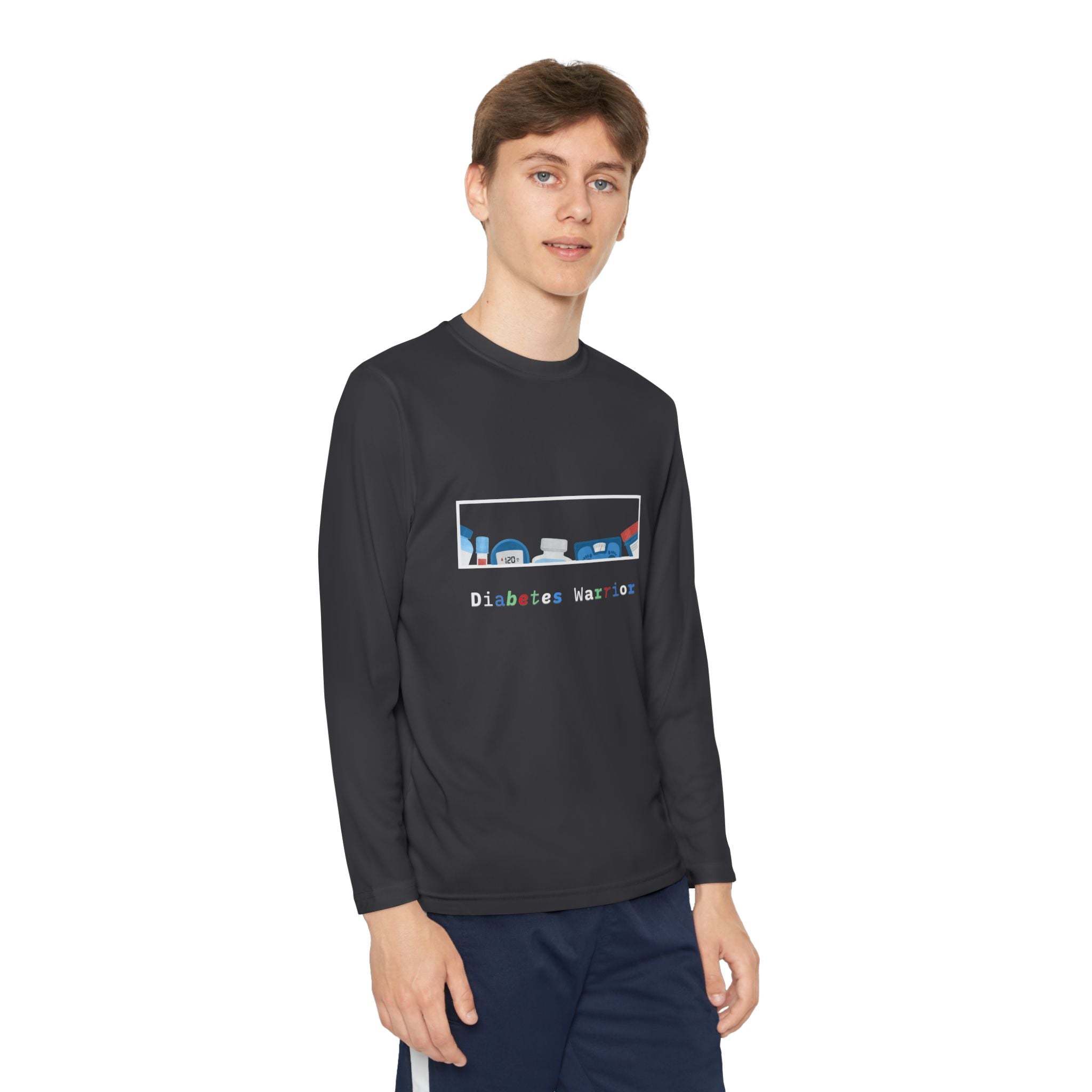 Diabetes Warrior w/supplies - Youth Longsleeve Tee The Diabuddies Store T-Shirts $23.44
