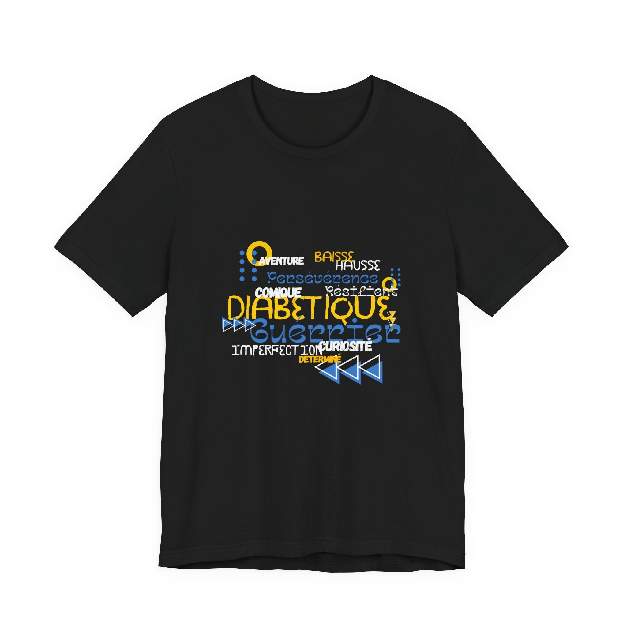 The Diabuddies Store Uplifted & Unleashed (French) - Unisex Tee Uplifted & Unleashed (French) - Unisex Tee: Embrace your strength, defy the odds. This tee is more than just a shirt; it's a vibrant testament to the diabetic warrior within. T-Shirts $22.50