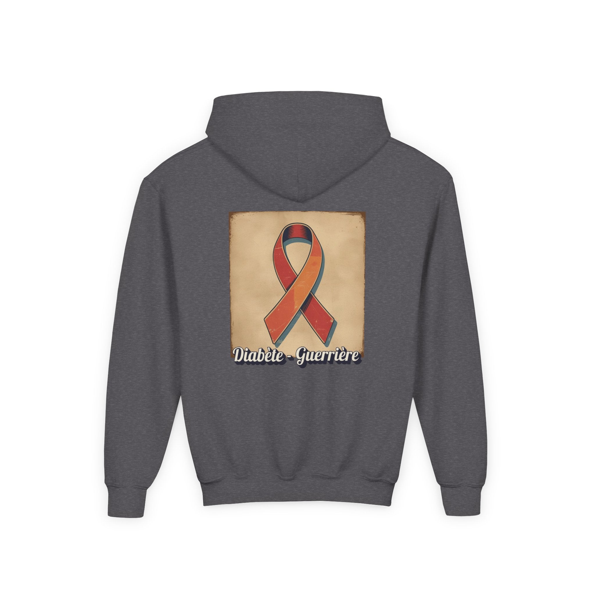 The Diabuddies Store Diabetes Warrior, Retro Look French - Guerrière Youth Hoodie Diabetes Warrior, Retro Look French - Guerrière Youth Hoodie: Let your young one show off their strength and style with our "Diabète -Guerrière" Retro Look" French Youth Hoo