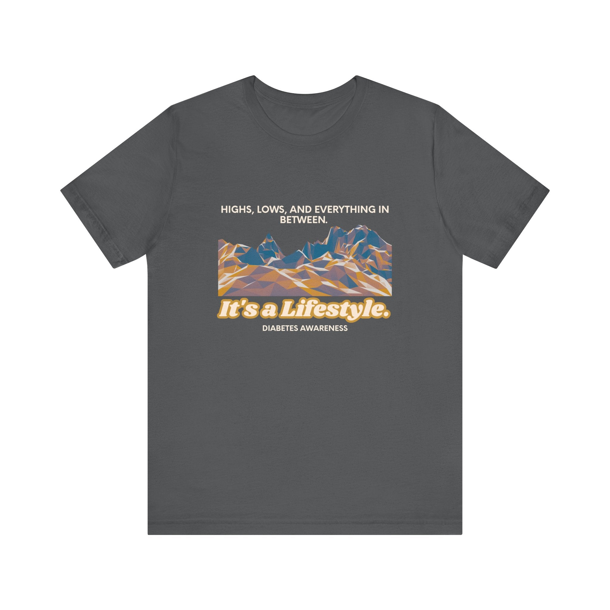 The Diabuddies Store Highs, Lows, and Everything in Between - Unisex Tee Life's a rollercoaster, and this tee gets it! Our "Highs, Lows, and Everything in Between" shirt is for anyone who embraces the wild ride of life, with all its ups, downs, and unexpe