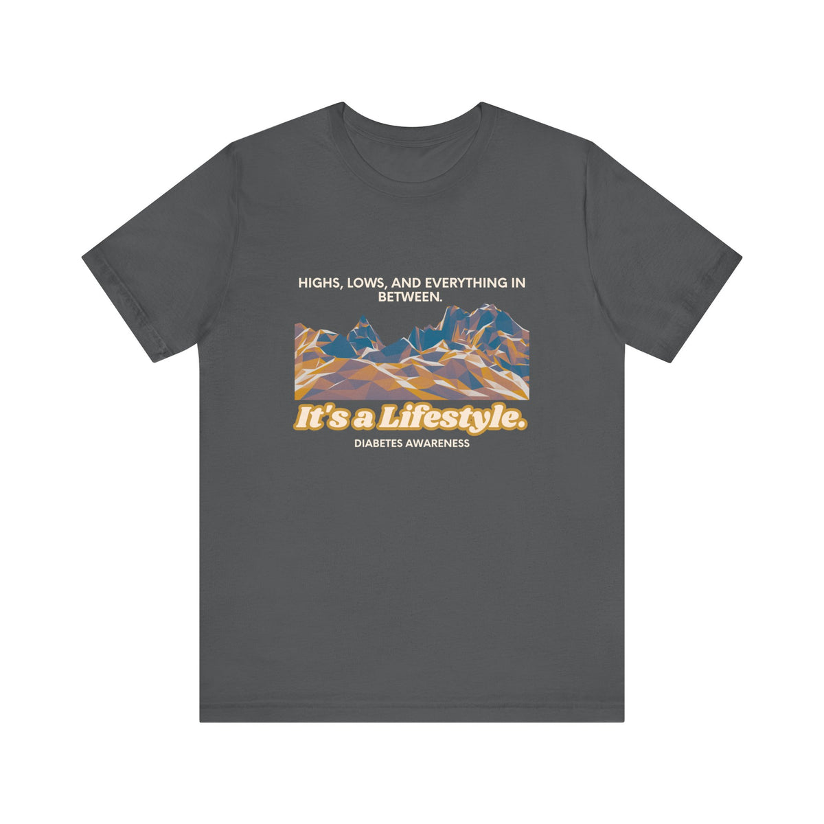The Diabuddies Store Highs, Lows, and Everything in Between - Unisex Tee Life's a rollercoaster, and this tee gets it! Our "Highs, Lows, and Everything in Between" shirt is for anyone who embraces the wild ride of life, with all its ups, downs, and unexpe