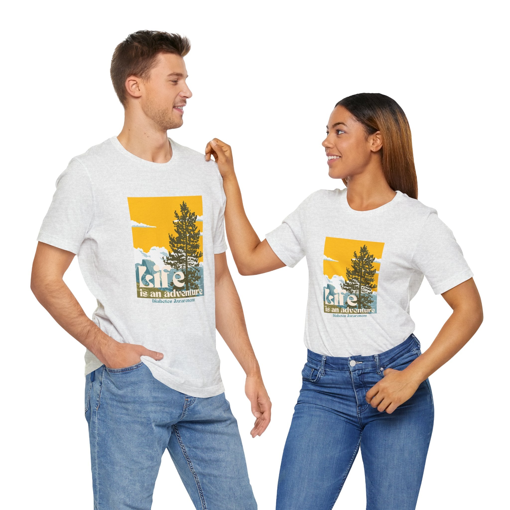 The Diabuddies Store Life is an Adventure, Nature - Unisex Tee Life is an Adventure, Nature - Unisex Tee: Embrace the call of the wild with our "Life is an adventure" Unisex Tee. This shirt is for anyone who finds their soul in the great outdoors, from mo