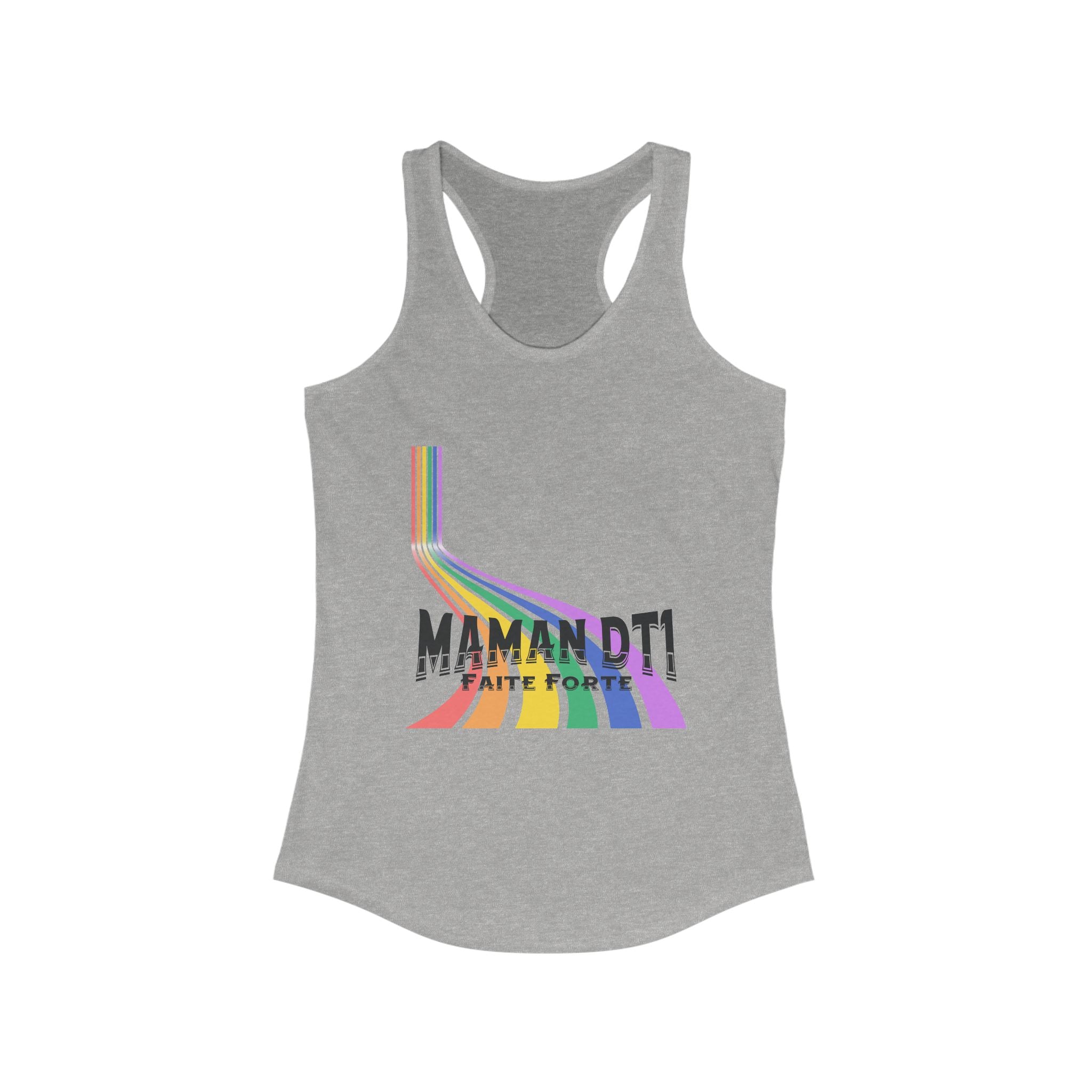 DT1 Mom, Made Strong (French) - Racerback Tank The Diabuddies Store Tank Tops $19.96