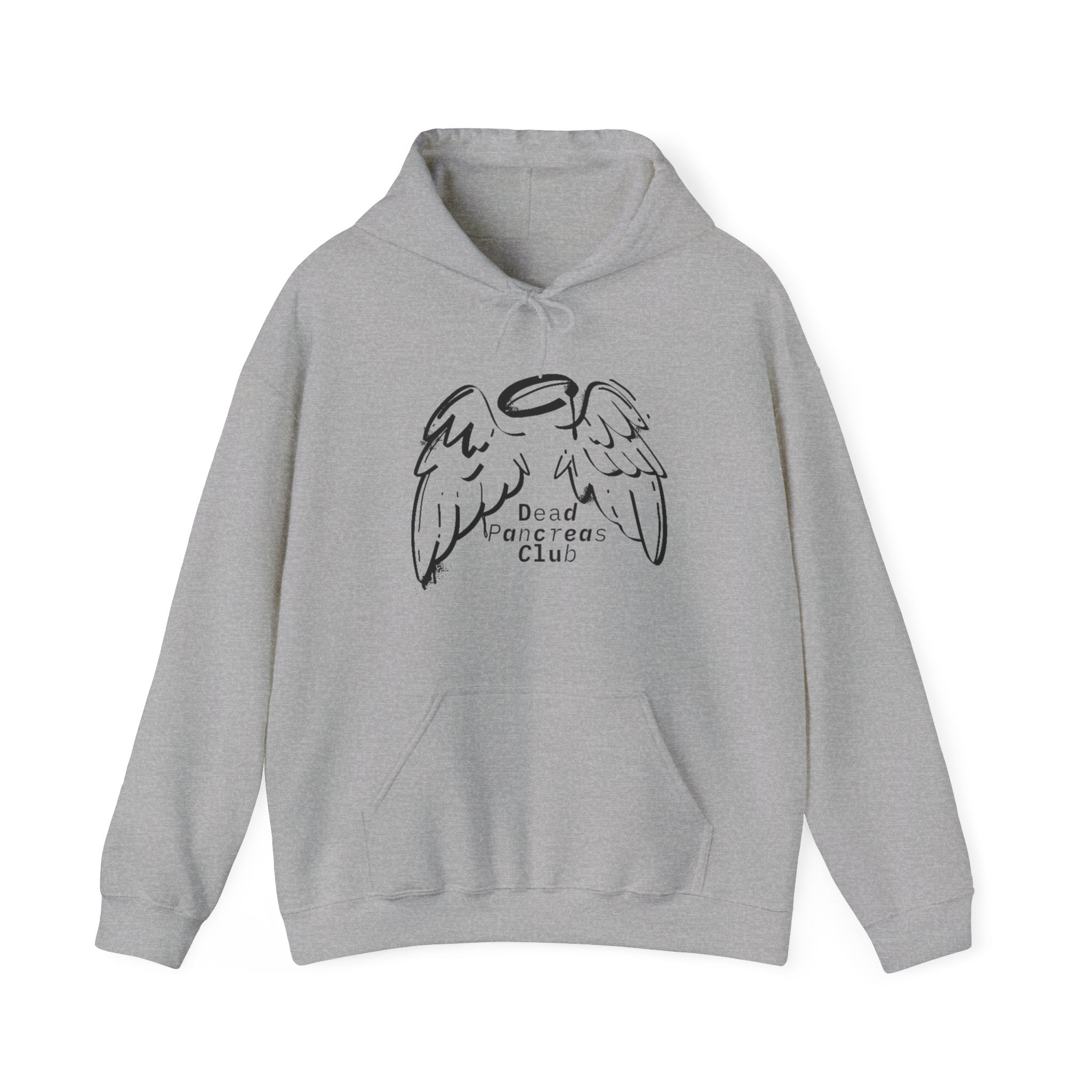 The Diabuddies Store Dead Pancreas Club (Angel Wings) - Unisex Hoodie Dead Pancreas Club (Angel Wings) - Unisex Hoodie: Join the club and wrap yourself in cozy defiance! This warm and uniquely designed hoodie offers a raw, honest, and darkly humorous take