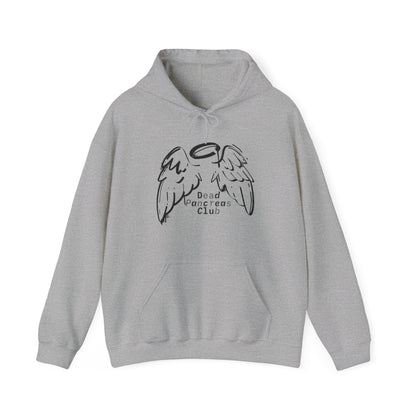 The Diabuddies Store Dead Pancreas Club (Angel Wings) - Unisex Hoodie Dead Pancreas Club (Angel Wings) - Unisex Hoodie: Join the club and wrap yourself in cozy defiance! This warm and uniquely designed hoodie offers a raw, honest, and darkly humorous take