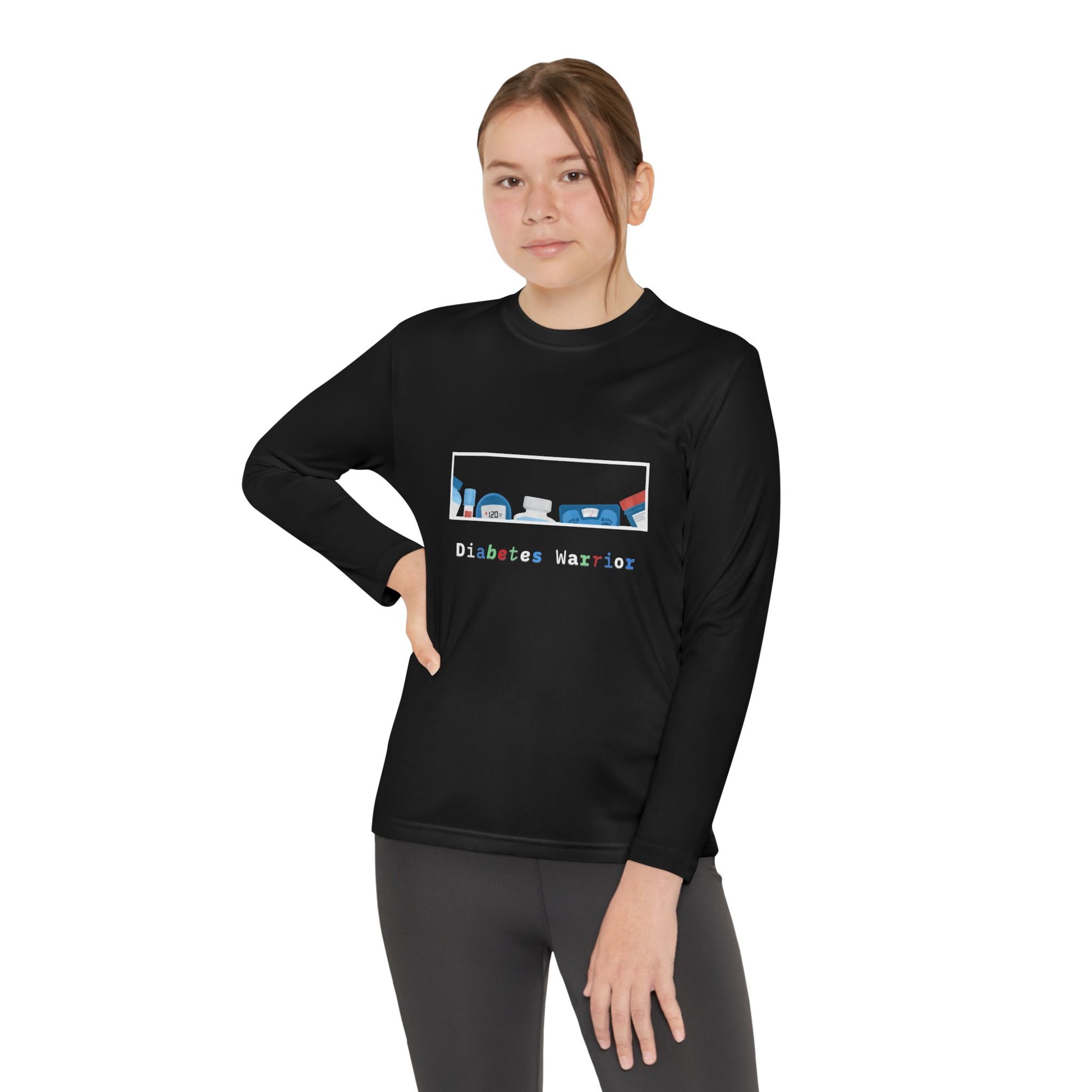 Diabetes Warrior w/supplies - Youth Longsleeve Tee The Diabuddies Store T-Shirts $23.44