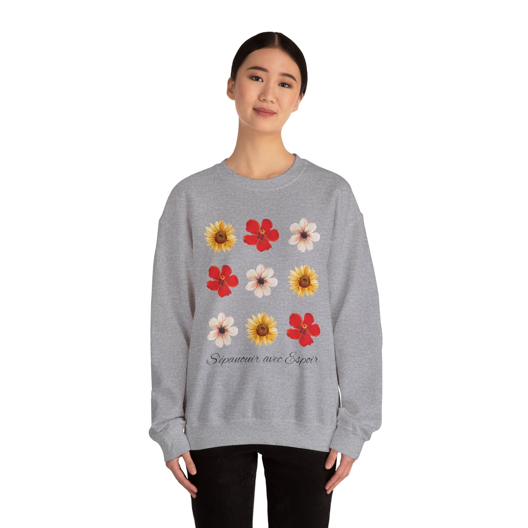 The Diabuddies Store Blossiming with Hope (French) - Unisex Sweatshirt Blossiming with Hope (French) - Unisex Sweatshirt: "S'épanouir avec Espoir" symbolizes growth and enduring optimism. Let yourself blossom! Sweatshirts $32.95