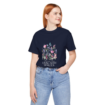 The Diabuddies Store Blossoming Strong, Living with Diabetes. - Unisex Tee Blossoming Strong, Living with Diabetes. - Unisex Tee: Wear your strength proudly! Our "Blossoming Strong, Living with Diabetes" Unisex Tee is a beautiful reminder of your inner po