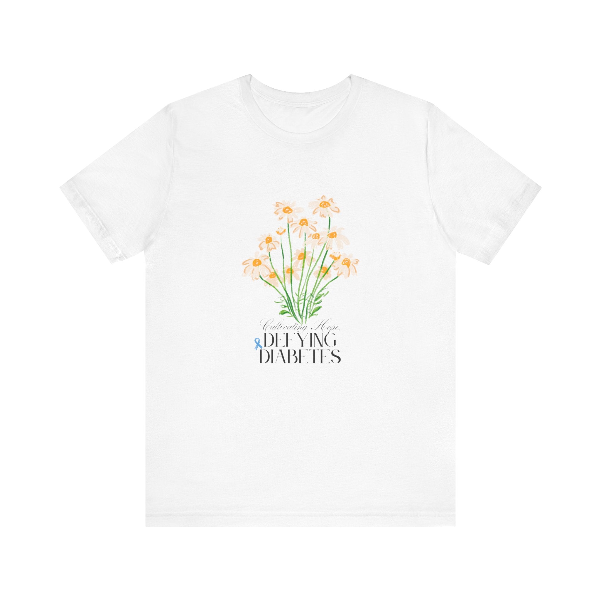 The Diabuddies Store Cultivating Hope, Defying Diabetes - Unisex Tee Cultivating Hope, Defying Diabetes - Unisex Tee: Wear your message of strength! Our "Cultivating Hope, Defying Diabetes" Unisex Tee is more than just a comfortable shirt; it's a powerful