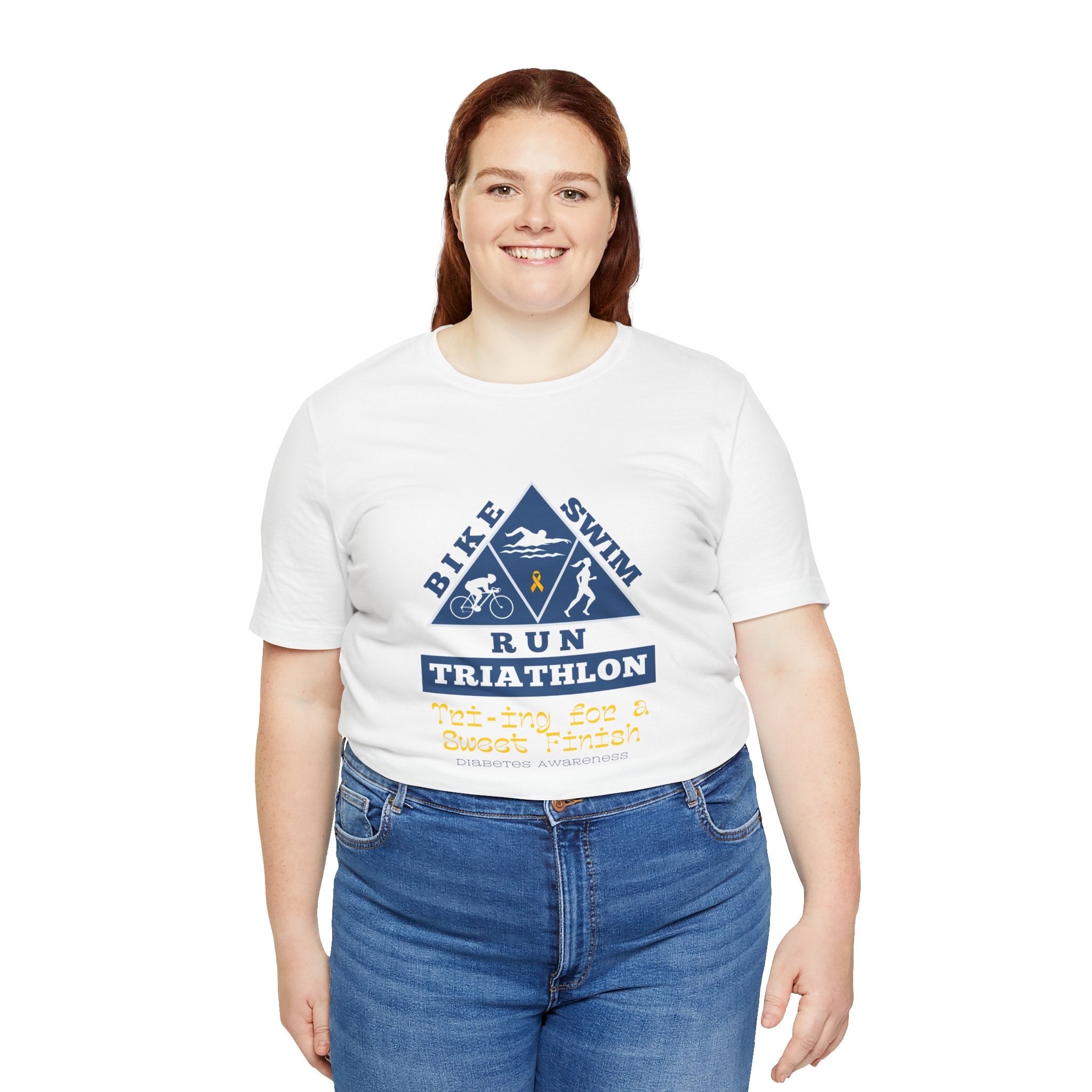 The Diabuddies Store Diabetes & Triathlon - Unisex Tee Diabetes & Triathlon - Unisex Tee: The "Tri-ing for a Sweet Finish" slogan is a powerful nod to both your athletic goals and your journey with diabetes. It's about achieving victory on your own terms.