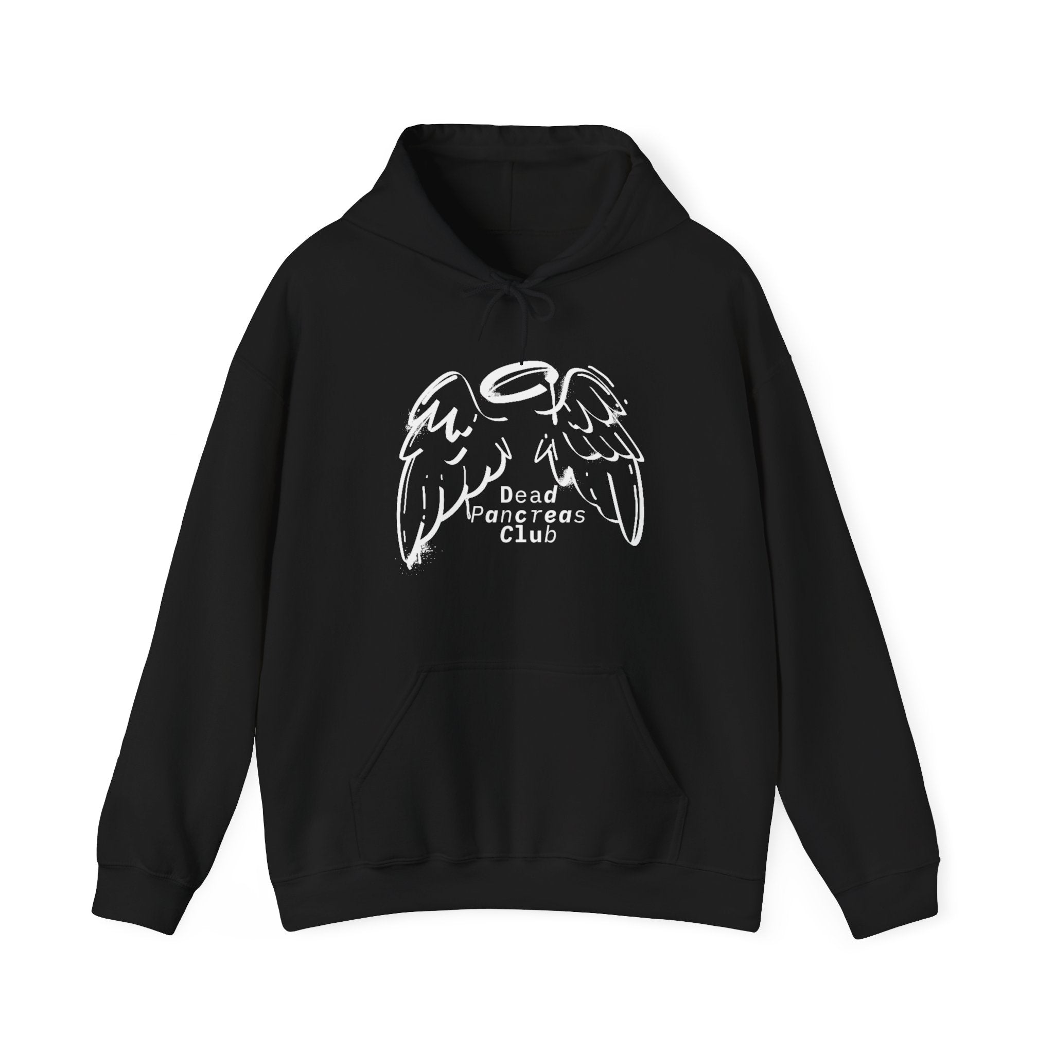 The Diabuddies Store Dead Pancreas Club (Angel Wings) - Unisex Hoodie Dead Pancreas Club (Angel Wings) - Unisex Hoodie: Join the club and wrap yourself in cozy defiance! This warm and uniquely designed hoodie offers a raw, honest, and darkly humorous take
