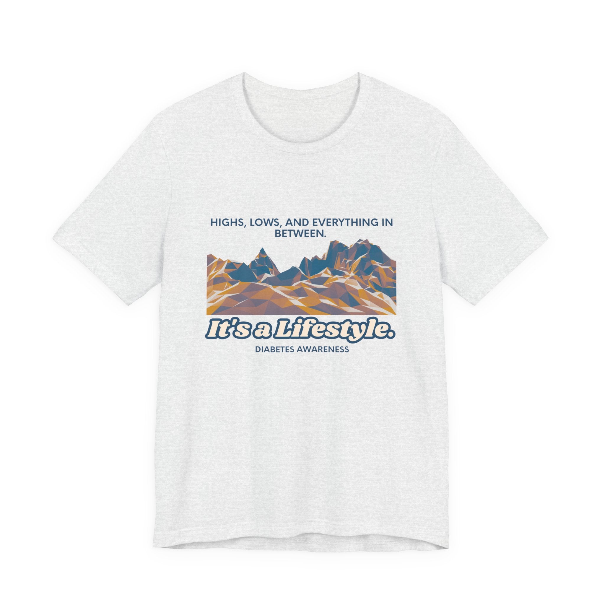 The Diabuddies Store Highs, Lows, and Everything in Between - Unisex Tee Life's a rollercoaster, and this tee gets it! Our "Highs, Lows, and Everything in Between" shirt is for anyone who embraces the wild ride of life, with all its ups, downs, and unexpe