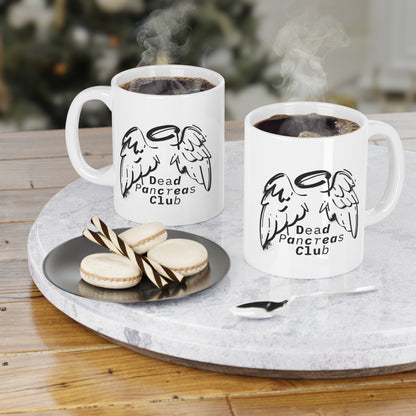 The Diabuddies Store Dead Pancreas Club (Angel Wings) - Mug 11oz Dead Pancreas Club (Angel Wings) - Mug 11oz: Welcome to the Dead Pancreas Club! This unique 11oz mug, featuring a cool angel wings design, is perfect for those with a darkly humorous take on
