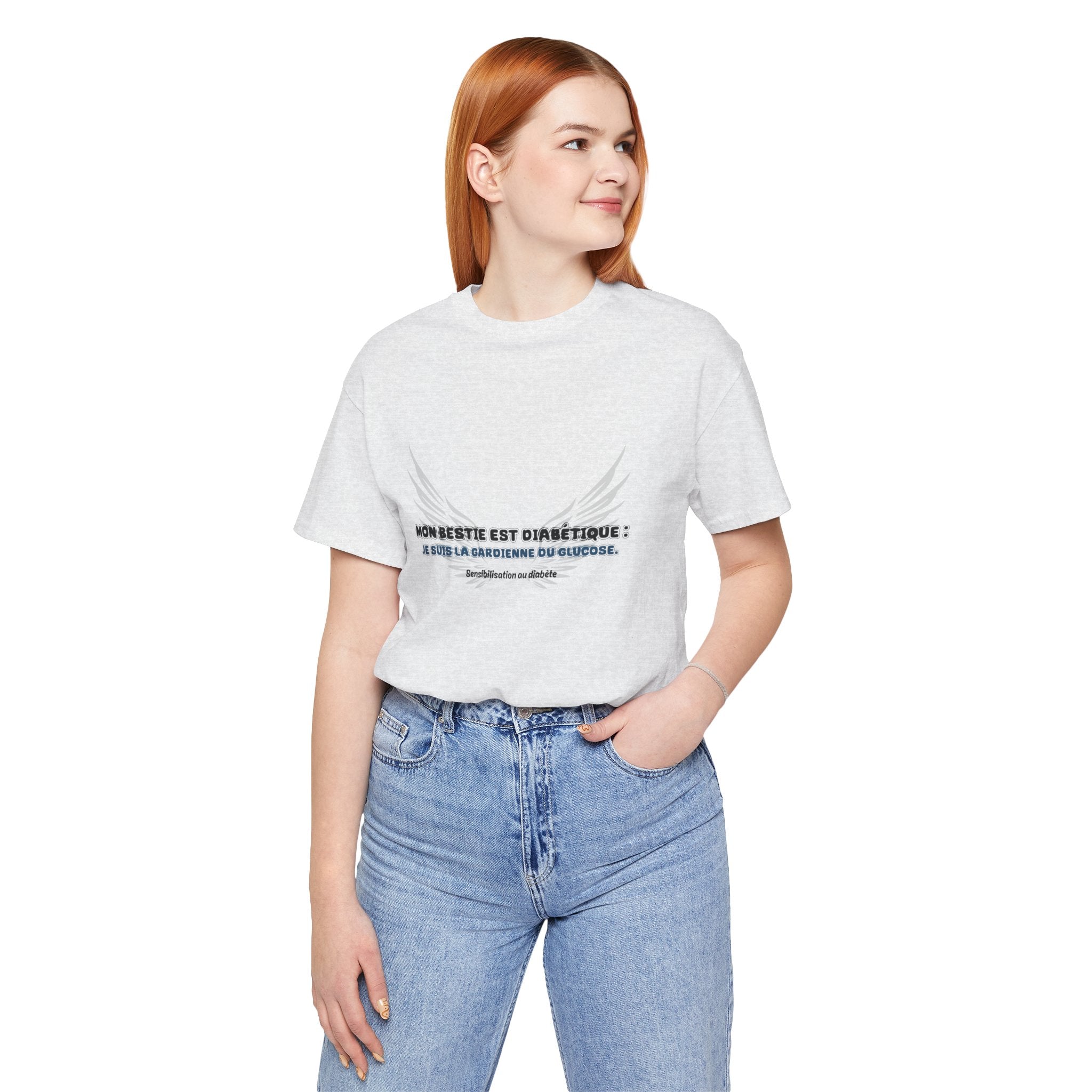 The Diabuddies Store My Bestie is Diabetic (French / Mon bestie, Guardienne) - Unisex Tee My Bestie is Diabetic (French / Mon bestie, Guardienne) - Unisex Tee: Celebrate your vital role! A proud declaration of your commitment and unique connection. T-Shir