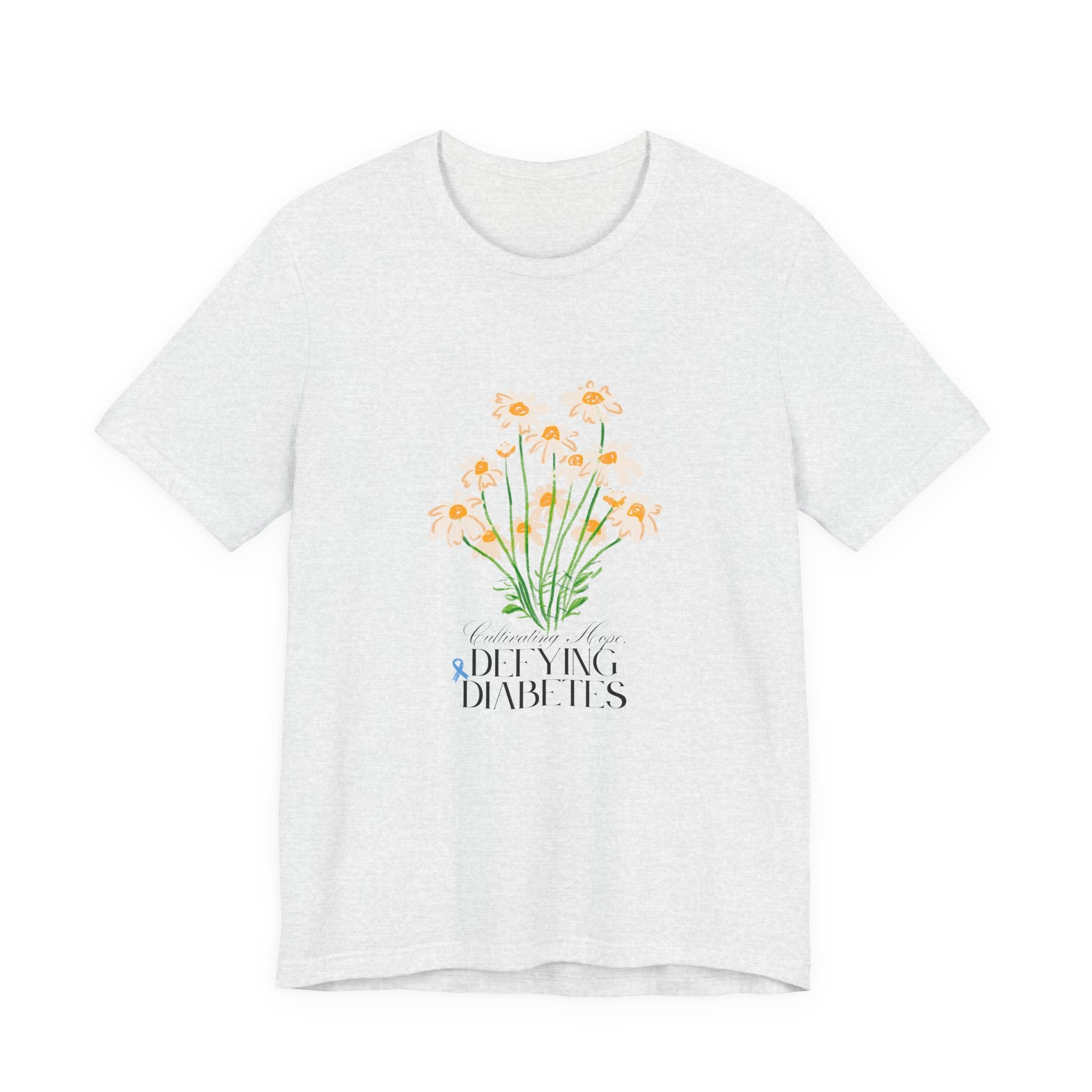 The Diabuddies Store Cultivating Hope, Defying Diabetes - Unisex Tee Cultivating Hope, Defying Diabetes - Unisex Tee: Wear your message of strength! Our "Cultivating Hope, Defying Diabetes" Unisex Tee is more than just a comfortable shirt; it's a powerful