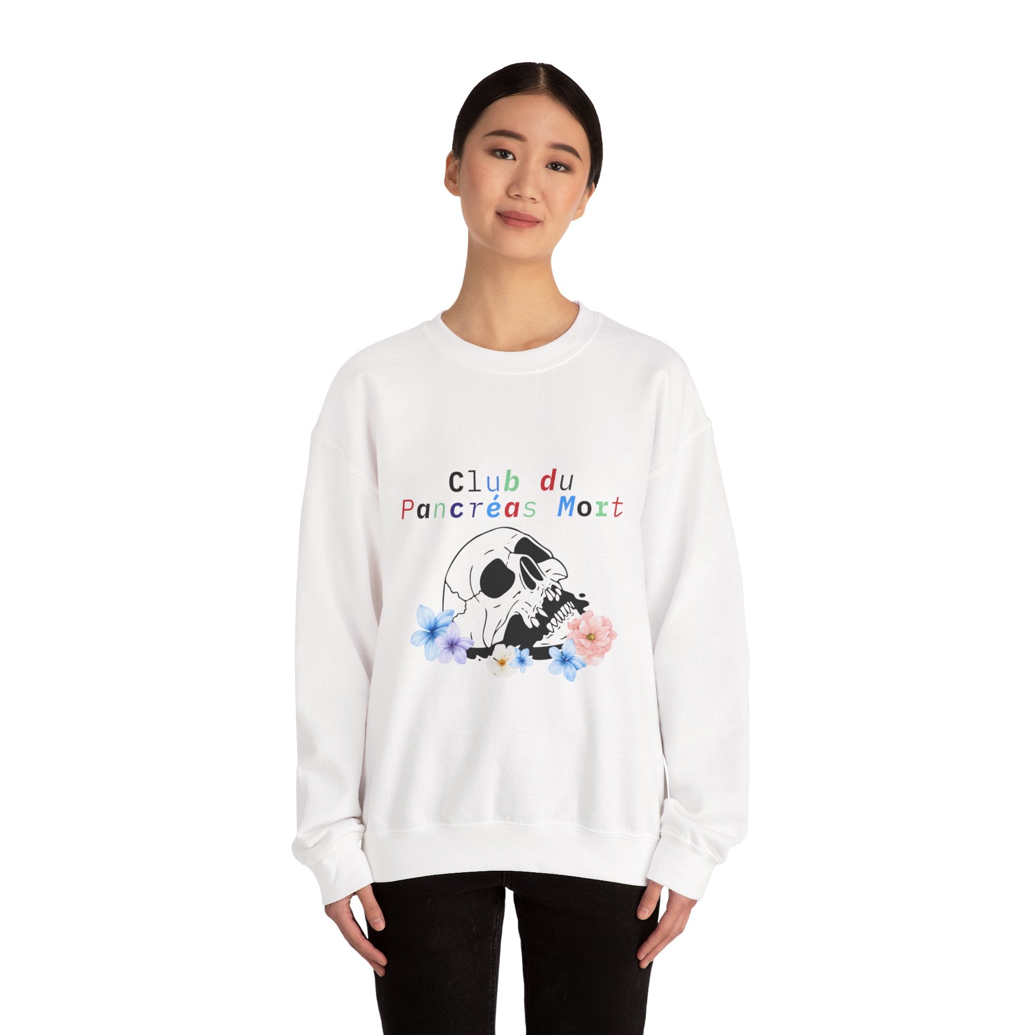 Skull & Flowers Dead Pancreas Club-French Unisex Sweatshirt The Diabuddies Store Sweatshirts $35.70