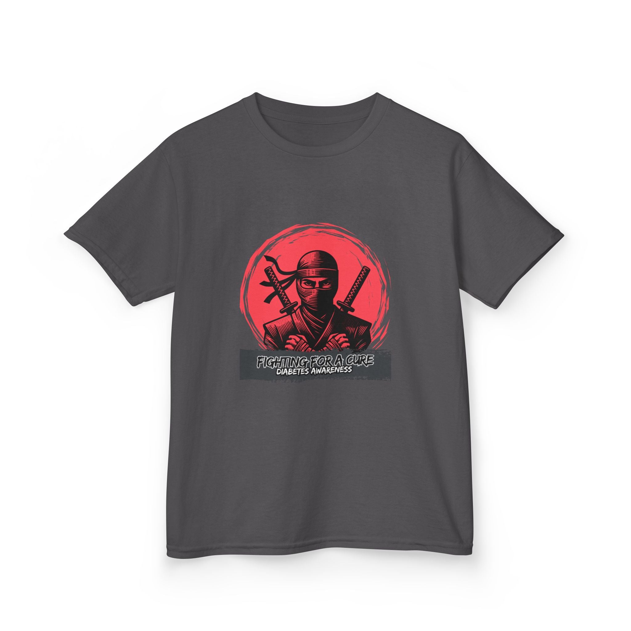 The Diabuddies Store Fighting for a Cure w/Ninja - Kids Tee Fighting for a Cure w/Ninja - Kids Tee: A soft, comfortable tee with a cool ninja ready for battle. A fun and empowering way for your child to show support! T-Shirts Kids clothes Birthday Gift Ki