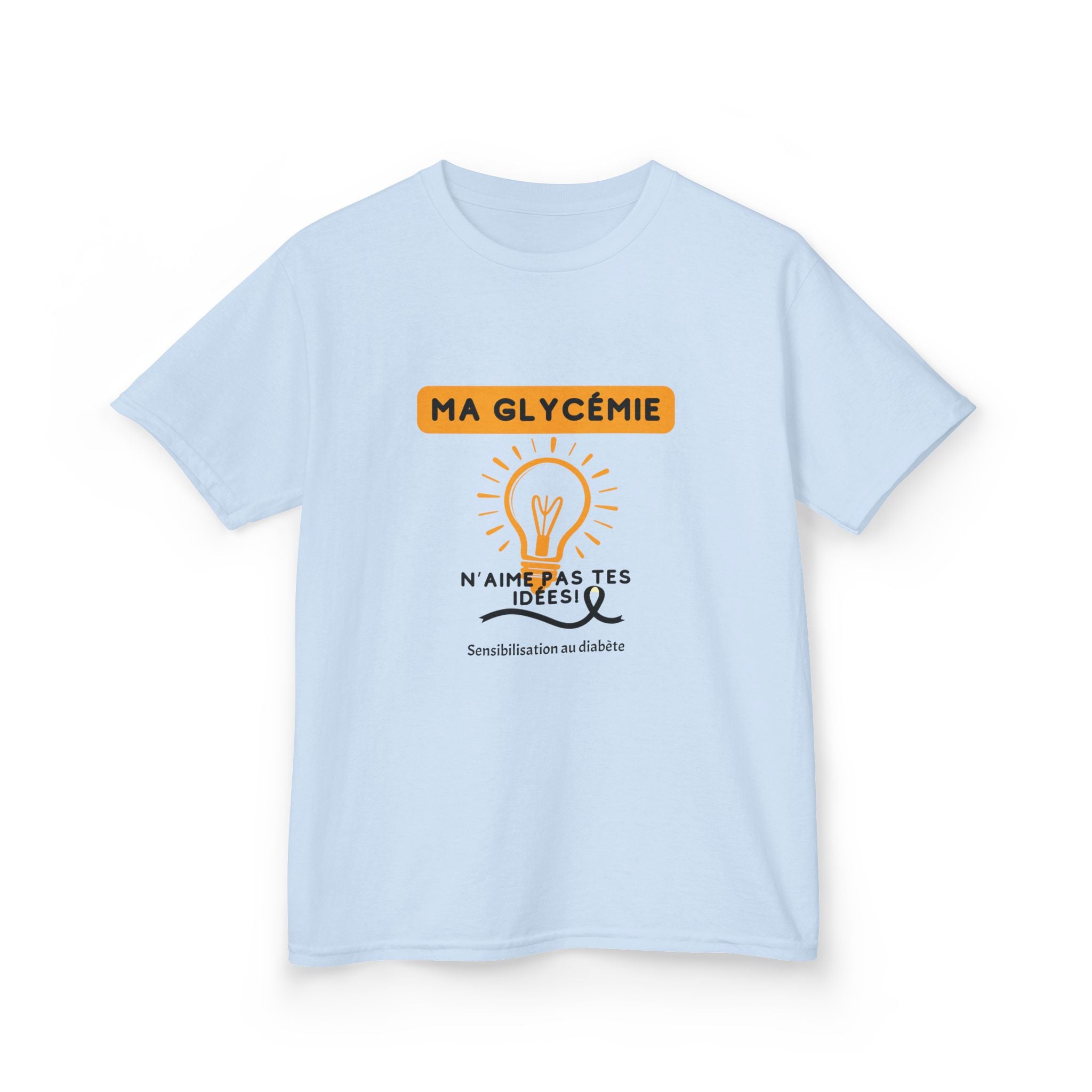 The Diabuddies Store My Blood Sugar Doesn't Agree (French) - Kids Tee My Blood Sugar Doesn't Agree (French) - Kids Tee: A humorous tee for the little warrior in your life. This "Ma glycémie n'aime pas tes idées" Kids' French Tee is a fun and relatable way