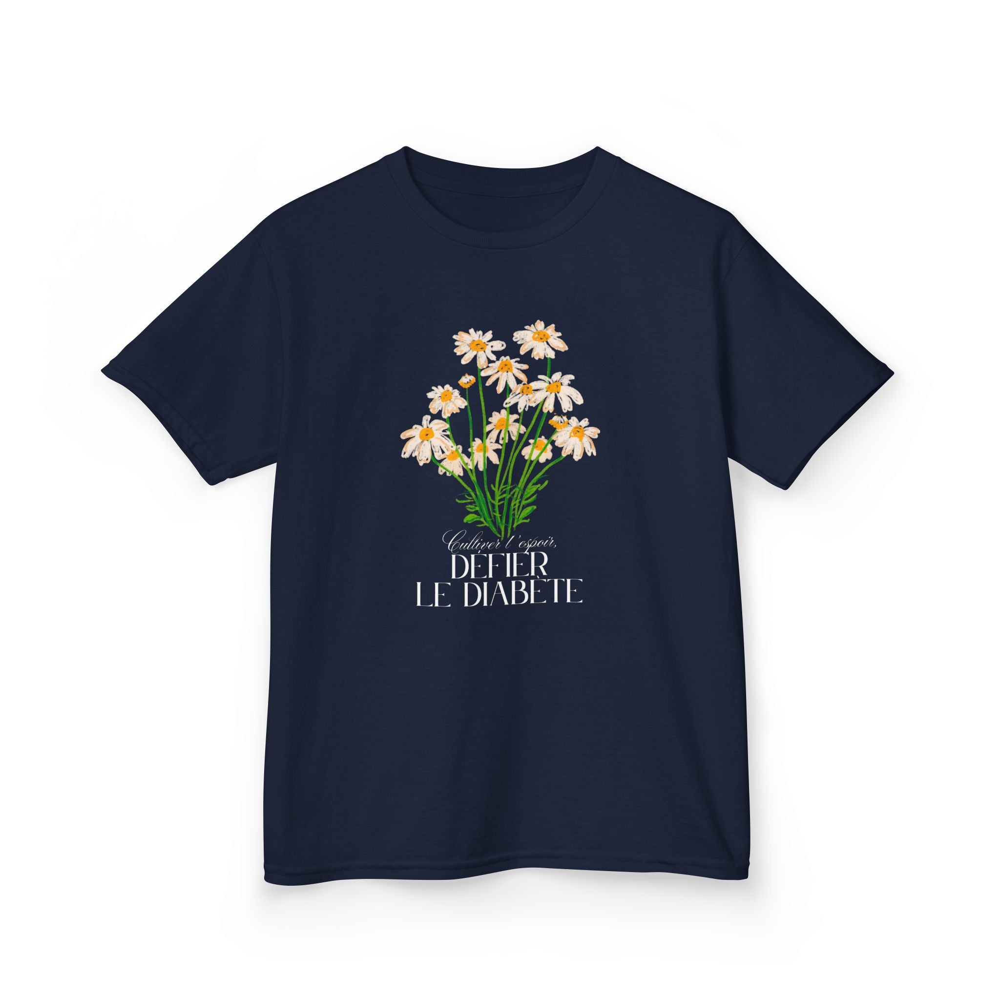 The Diabuddies Store Cultivating Hope, Defying Diabetes (French) - Kids Tee Cultivating Hope, Defying Diabetes (French) - Kids Tee: Wear your message of strength! This tee is a powerful statement of resilience and optimism for kids. T-Shirts $19.22