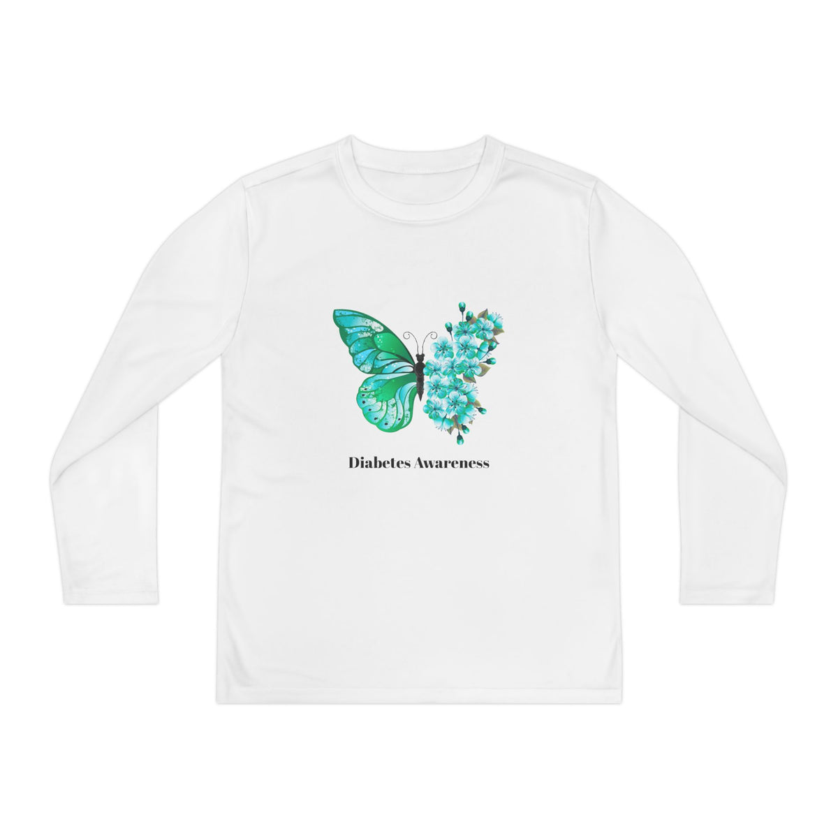 Green Butterfly & Flowers - Longsleeve Youth Tee The Diabuddies Store T-Shirts $23.44