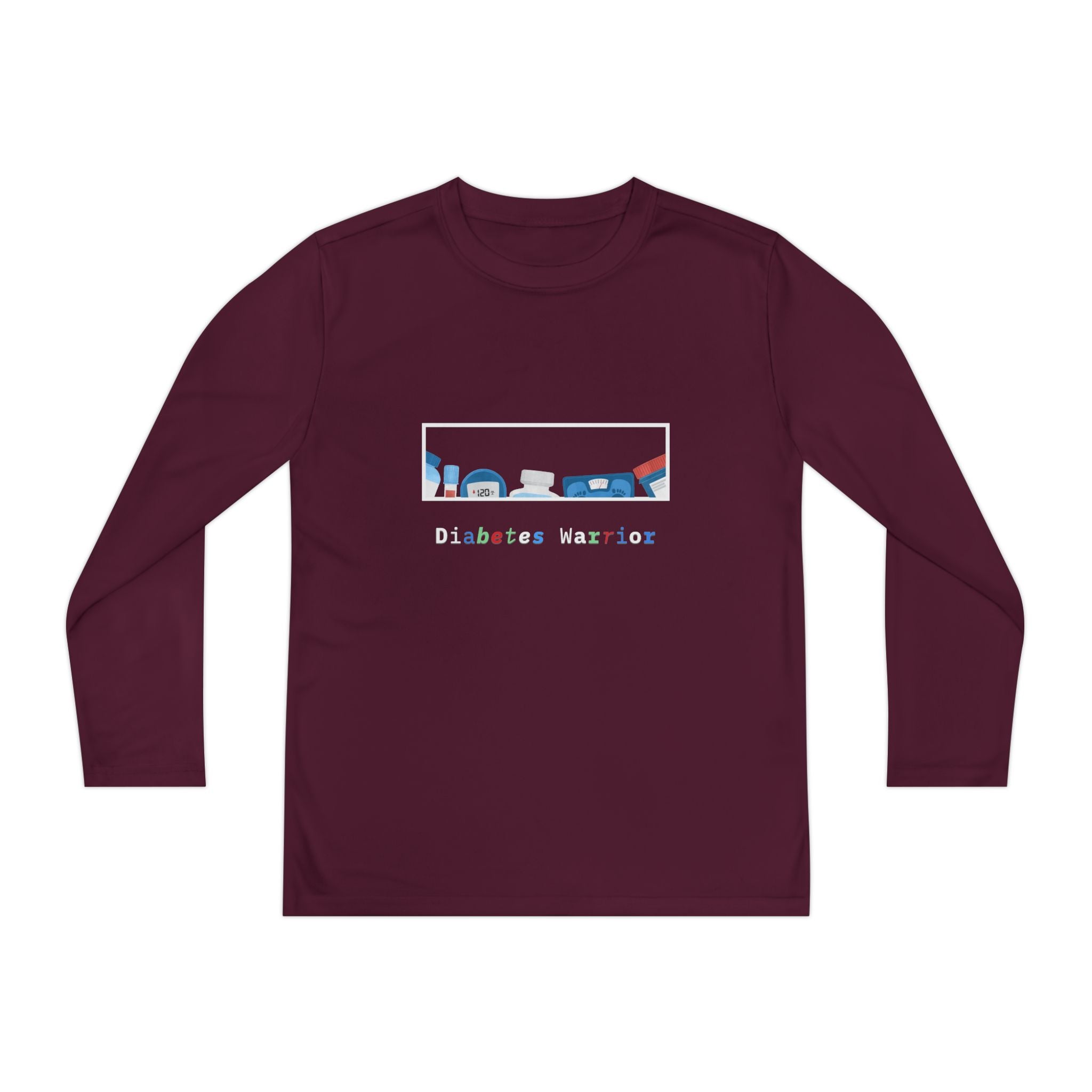 Diabetes Warrior w/supplies - Youth Longsleeve Tee The Diabuddies Store T-Shirts $27.35