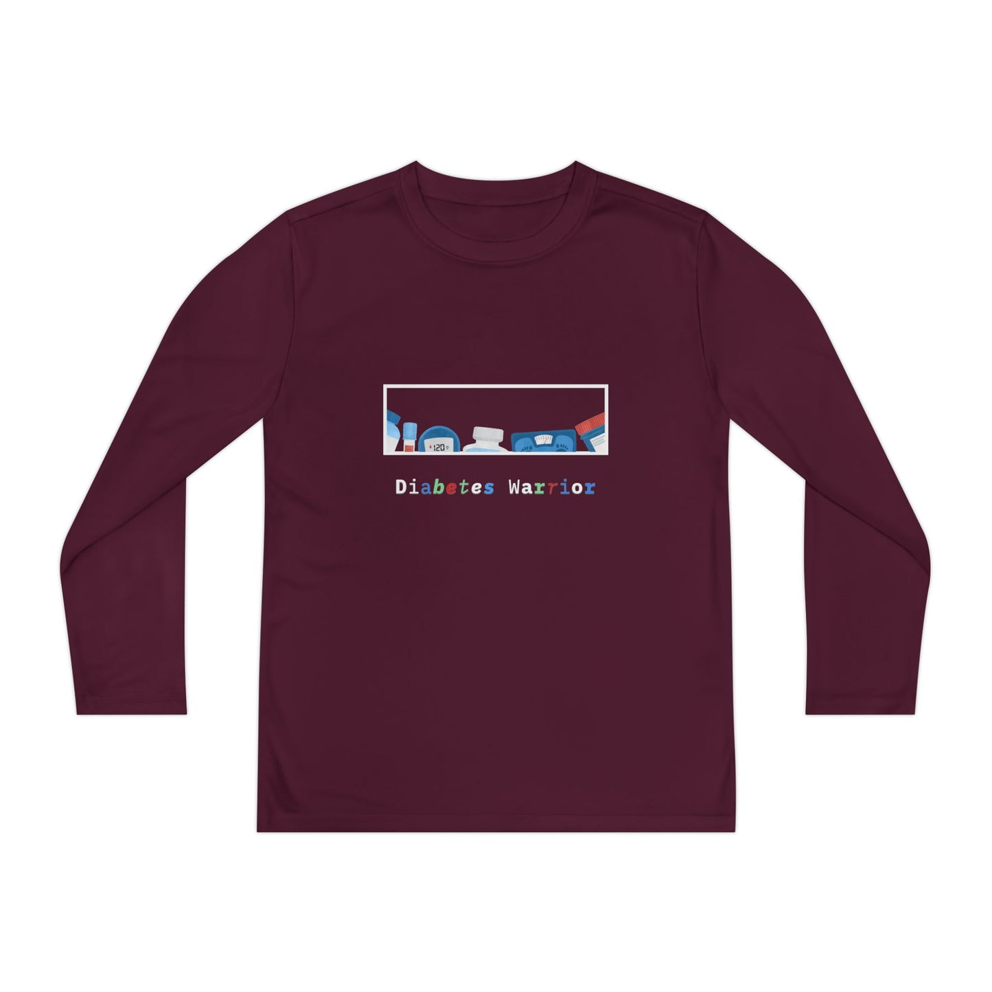Diabetes Warrior w/supplies - Youth Longsleeve Tee The Diabuddies Store T-Shirts $27.35