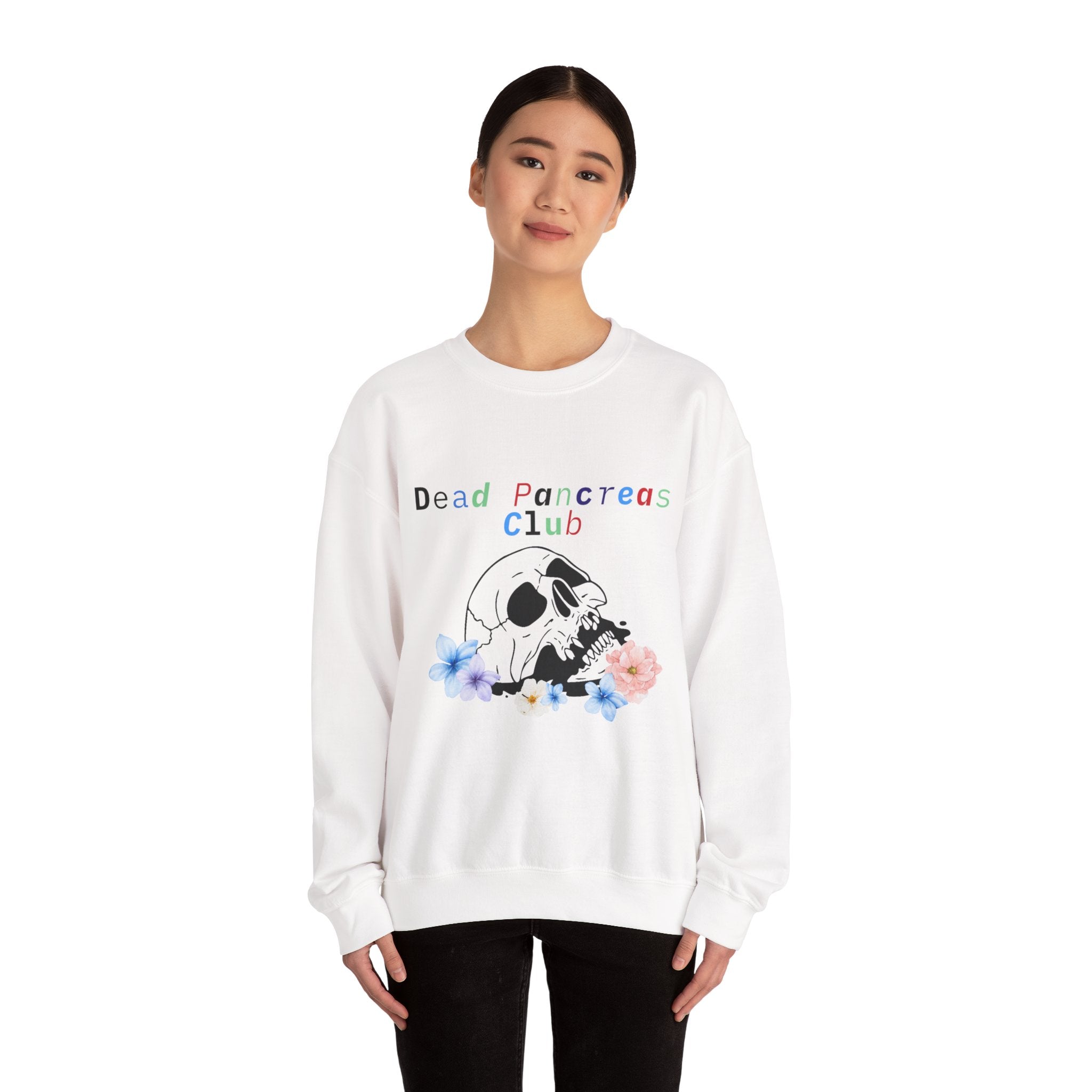 Skull & Flowers, Dead Pancreas Club - Unisex Sweatshirt The Diabuddies Store Sweatshirts $35.70