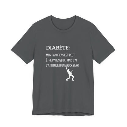 Lazy Pancreas, Rockstar Attitude (French) - Unisex Tee The Diabuddies Store T-Shirts $22.50