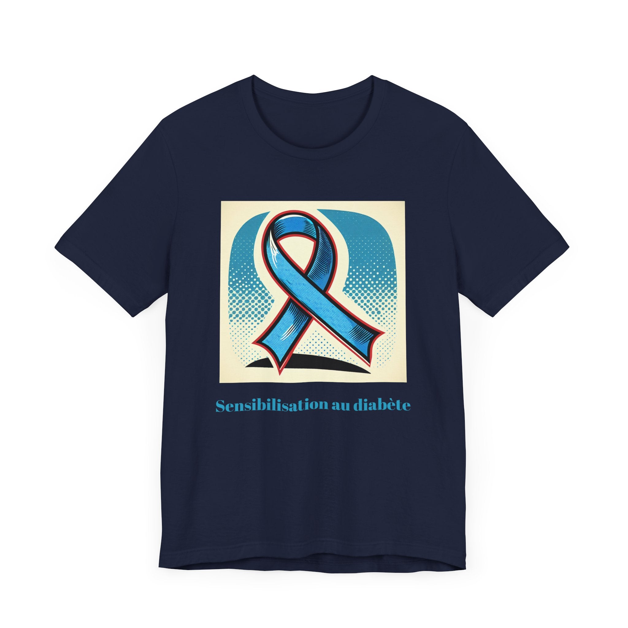 Diabetes Awareness, Blue Ribbon (French) - Unisex Tee The Diabuddies Store T-Shirts $22.50