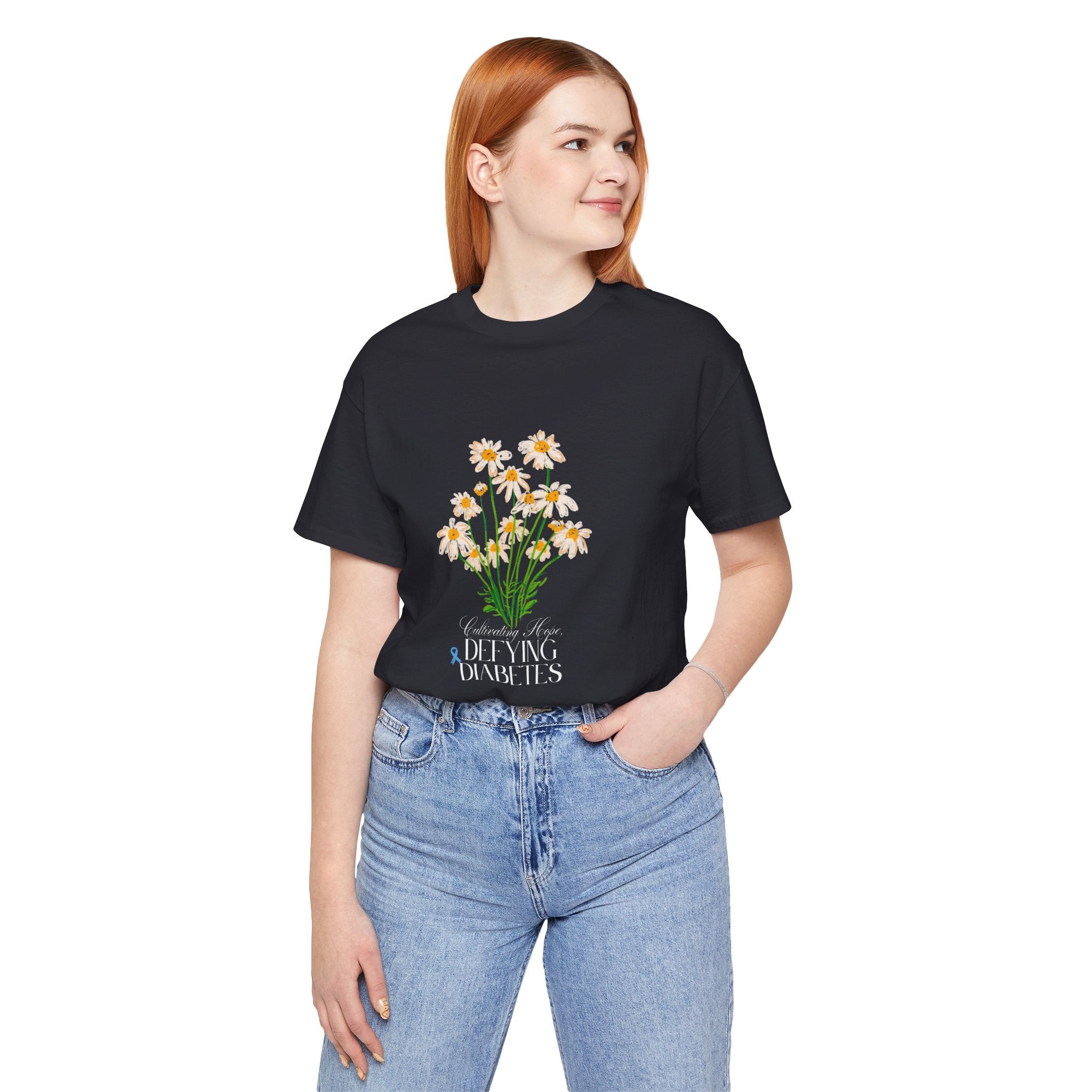 The Diabuddies Store Cultivating Hope, Defying Diabetes - Unisex Tee Cultivating Hope, Defying Diabetes - Unisex Tee: Wear your message of strength! Our "Cultivating Hope, Defying Diabetes" Unisex Tee is more than just a comfortable shirt; it's a powerful