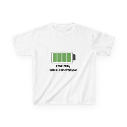 The Diabuddies Store Powered by Insulin and Determination - Kids Tee Powered by Insulin and Determination - Kids Tee: Hey, super kid! Show off your power with our "Powered By Insulin" tee! This soft, comfy shirt lets everyone know how awesome you are and