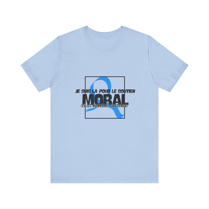 The Diabuddies Store Moral Support and Emergency Candy (French) - Unisex Tee Moral Support and Emergency Candy (French) - Unisex Tee: Being a friend to someone with diabetes means being ready for anything – from offering a listening ear to, well, having s