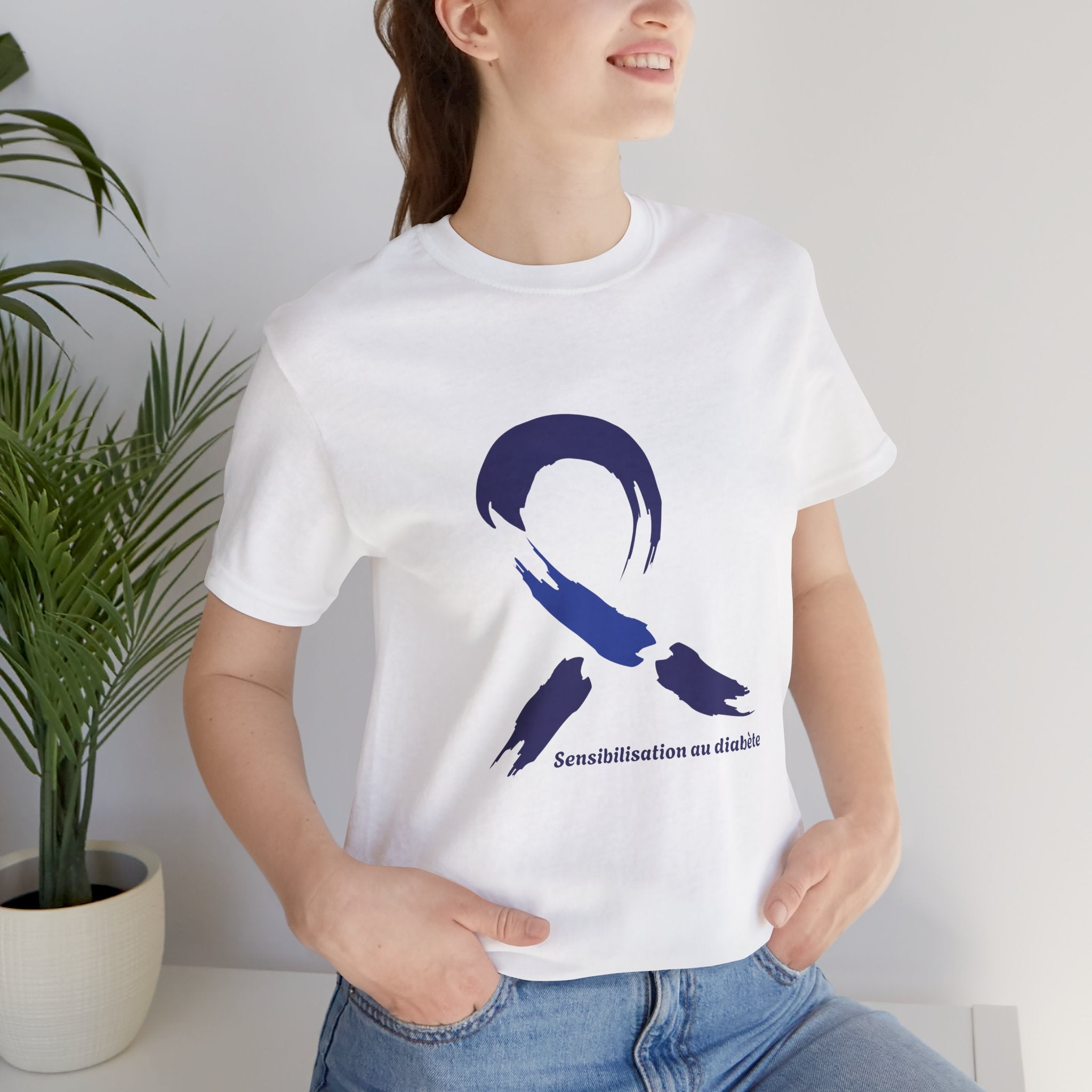 Diabetes Awareness Blue Ribbon (French) Unisex Tee The Diabuddies Store T-Shirts $30.27