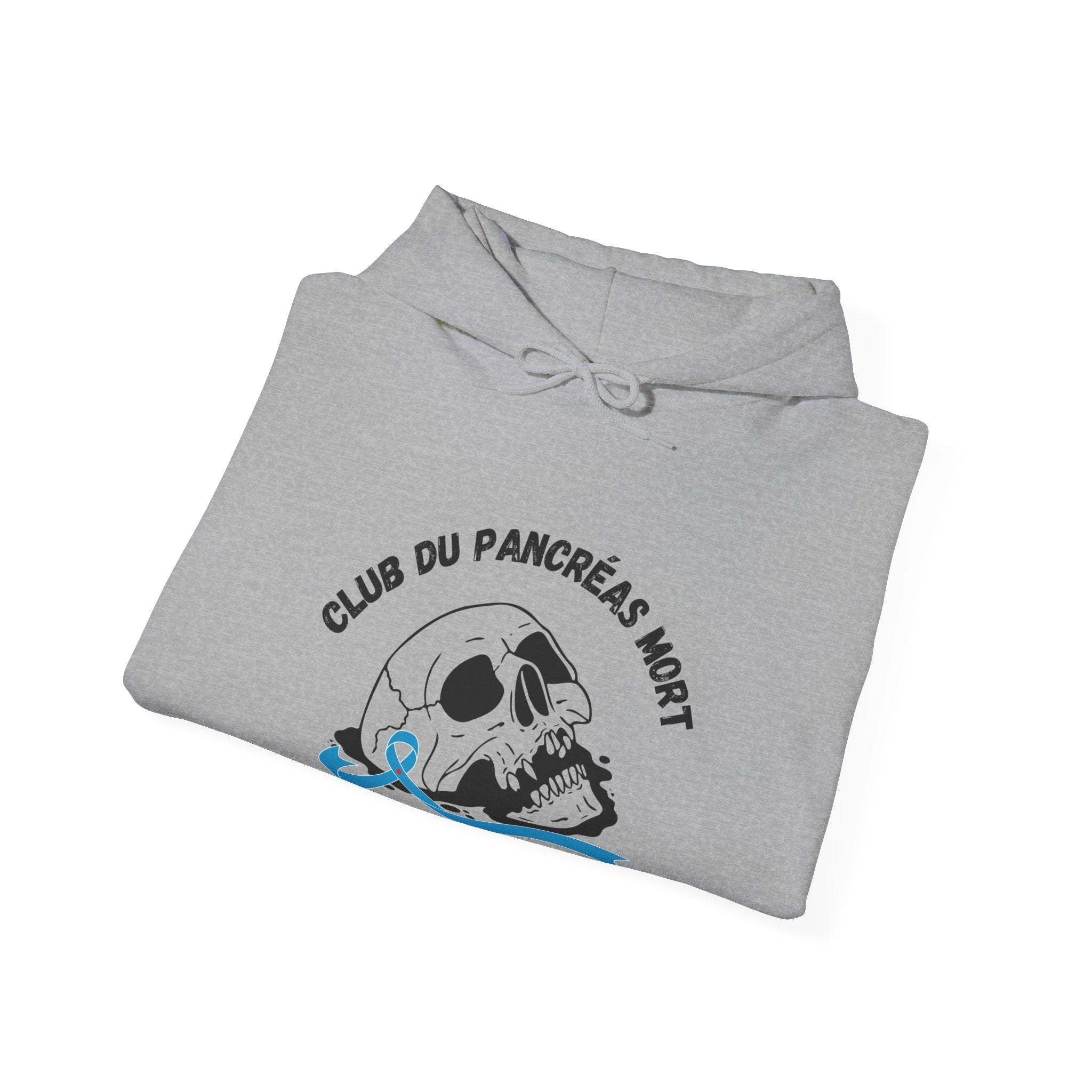 Skull & Blue Ribbon Dead Pancreas Club (French) Hoodie The Diabuddies Store Hoodies $32.41
