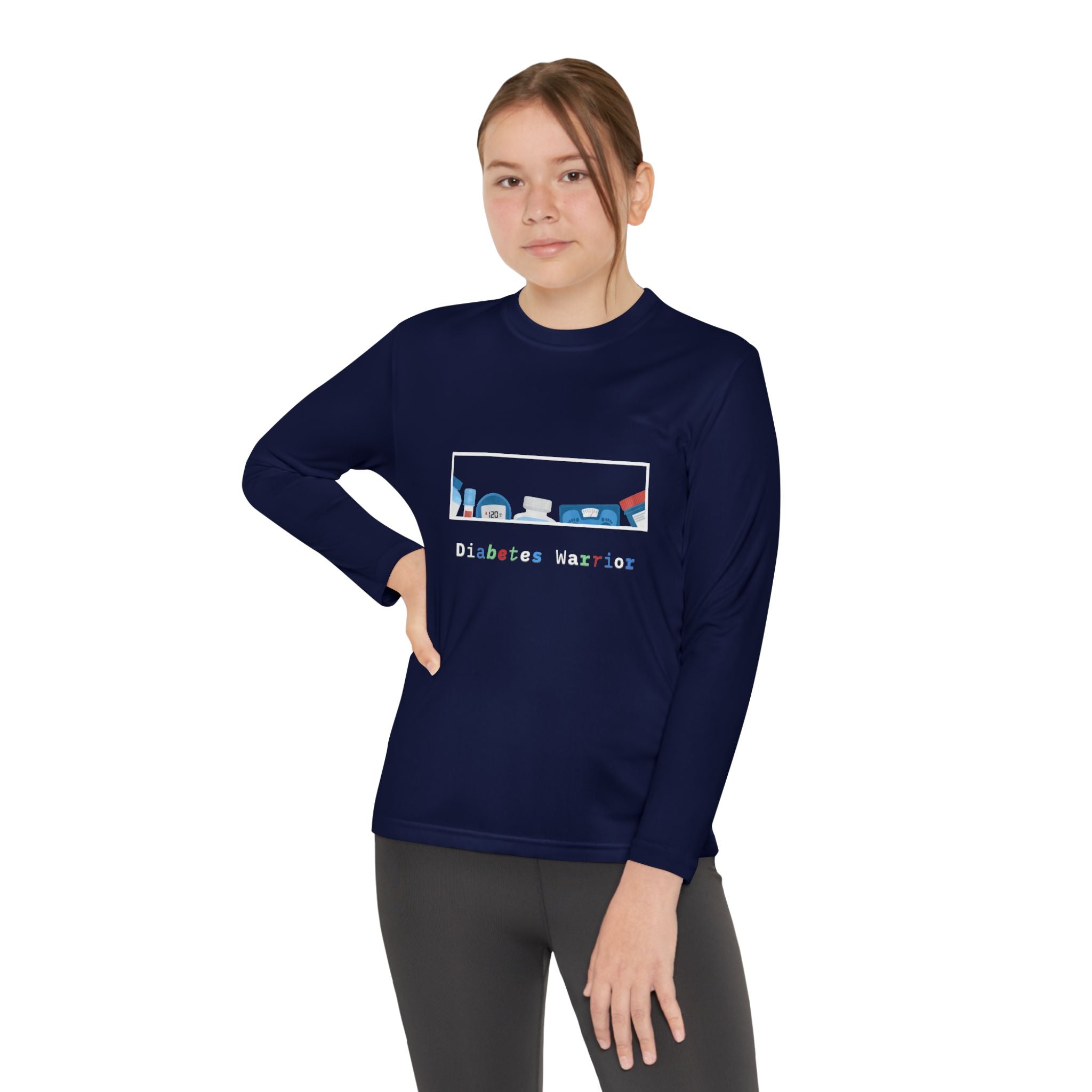 Diabetes Warrior w/supplies - Youth Longsleeve Tee The Diabuddies Store T-Shirts $23.44