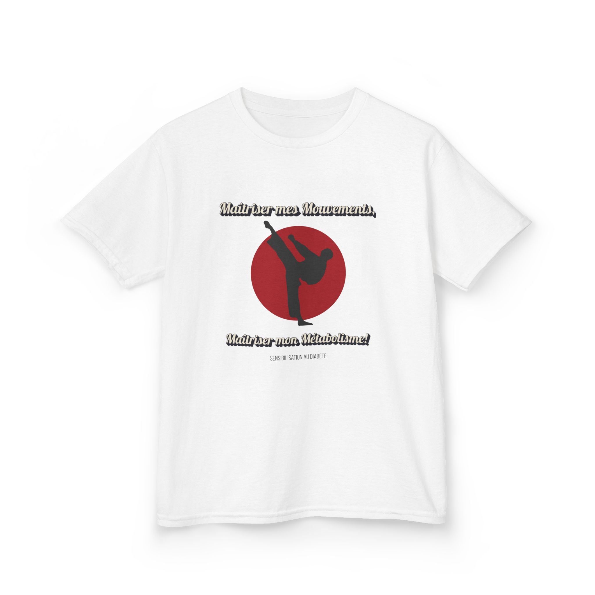 The Diabuddies Store Diabetes & Karate (French) - Kids Tee Diabetes & Karate (French) - Kids Tee: Unleash your inner warrior with our "Diabetes & Karate" kids Tee! This tee features the empowering phrase: "Maîtriser mes mouvements, maîtriser mon métabolis