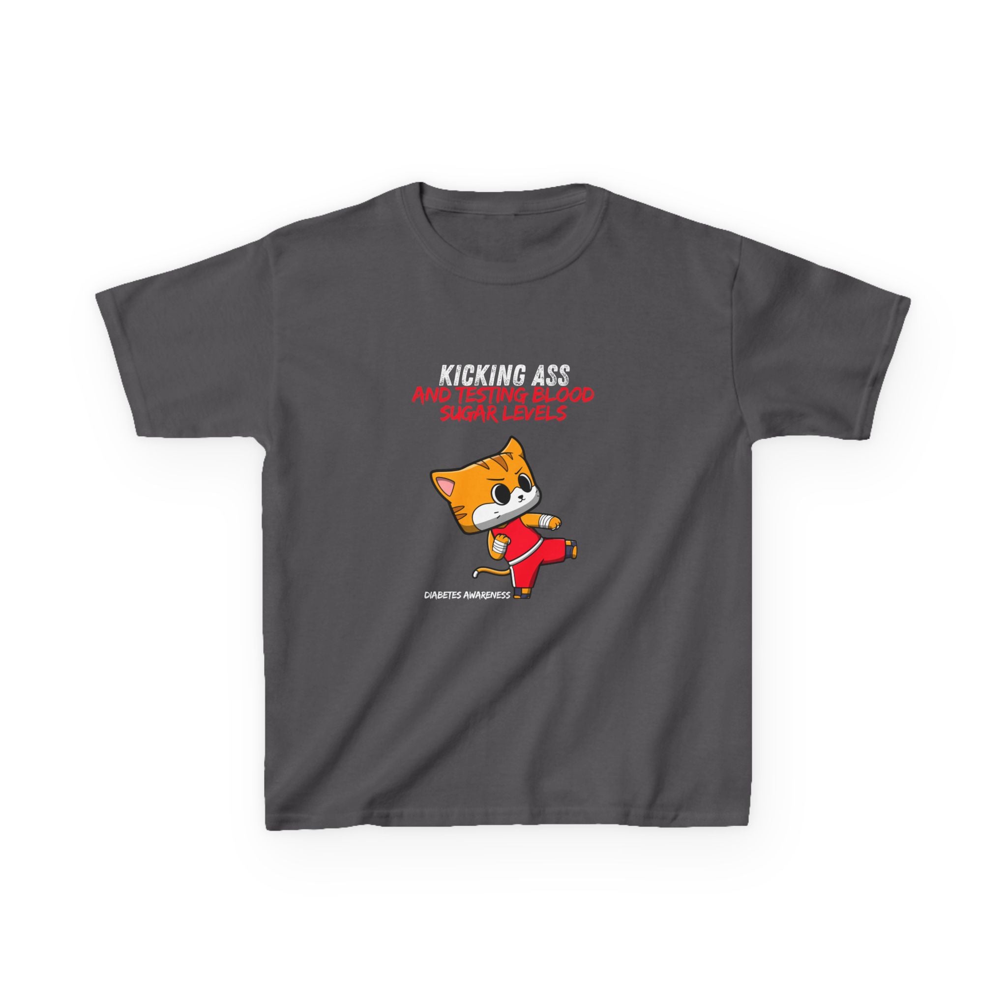The Diabuddies Store Kickass & testing blood Sugars Levels - Kids Tee Kickass & testing blood Sugars Levels - Kids Tee: Unleash your inner ninja with our "Kickass & Testing Blood Sugars Levels" Kids Tee! Featuring an adorable, stealthy ninja cat, this sup