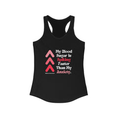 The Diabuddies Store Spiking Faster Than My Anxiety - Racerback Tank Spiking Faster Than My Anxiety - Racerback Tank: Get ready to make a statement without saying a word. Our "Spiking Faster Than My Anxiety" tank is for anyone who knows the feeling of the