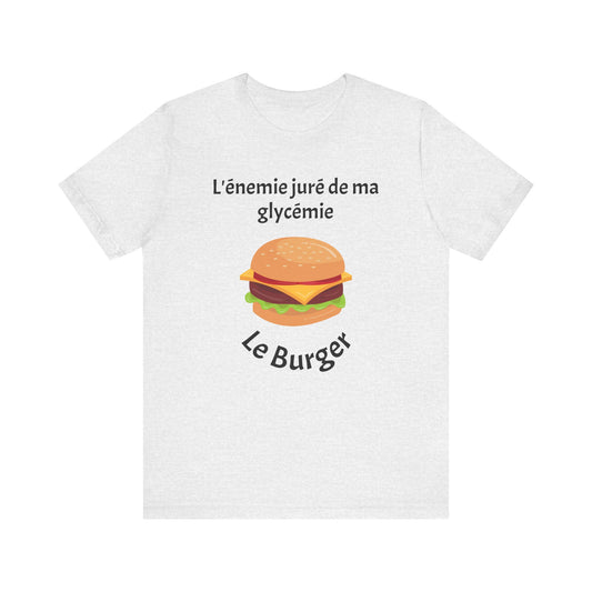 Blood Sugar's Arch Nemesis: The Burger (French) - Unisex Tee The Diabuddies Store T-Shirts $25.00