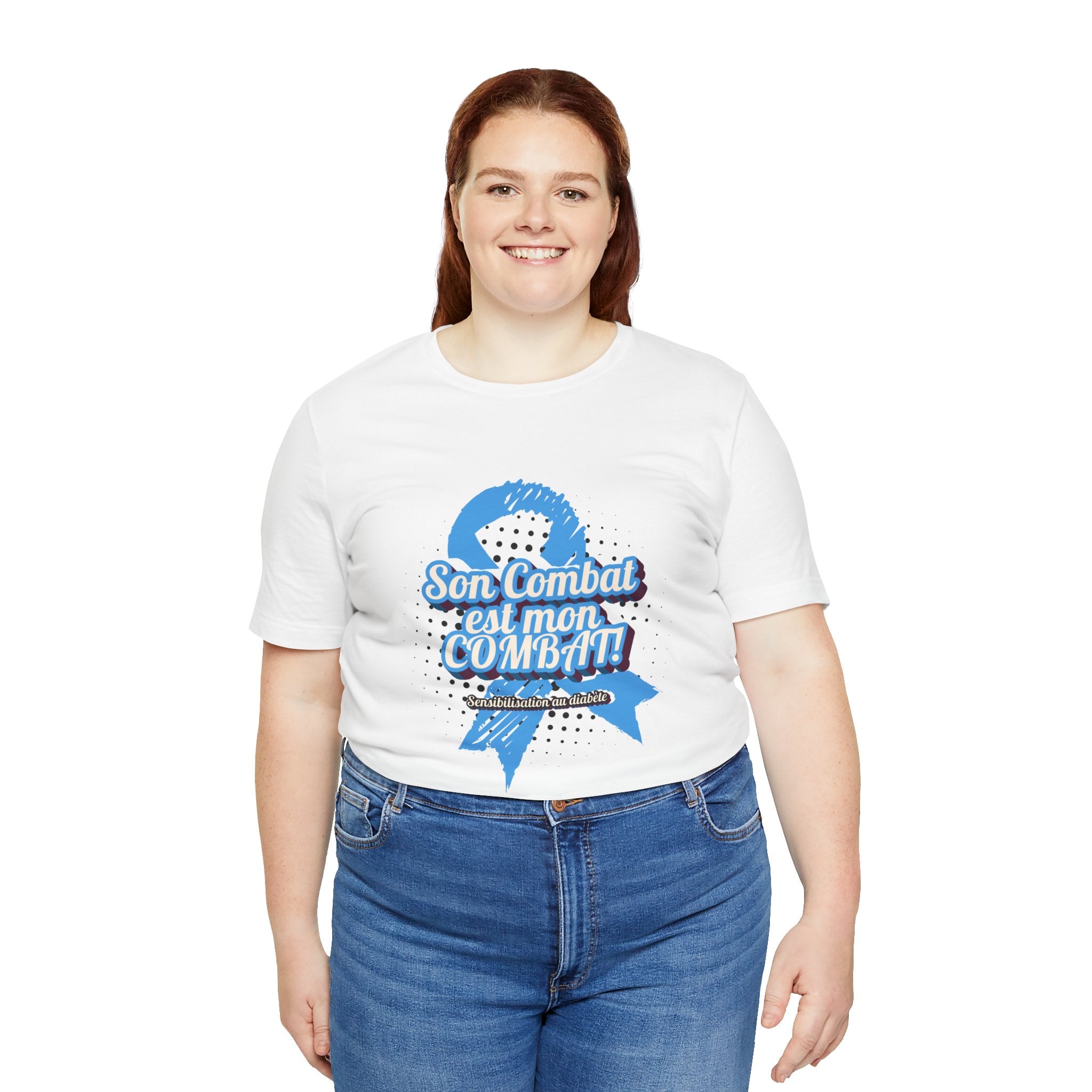 His Fight is my Fight! (French in blue) - Unisex Tee The Diabuddies Store T-Shirts $30.27