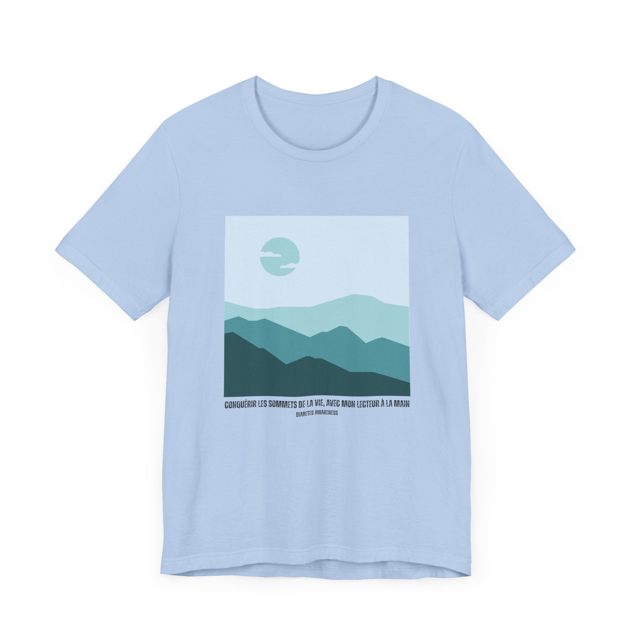 Summiting Life's Mountains Meter in Hand (French) Unisex Tee The Diabuddies Store T-Shirts $22.50