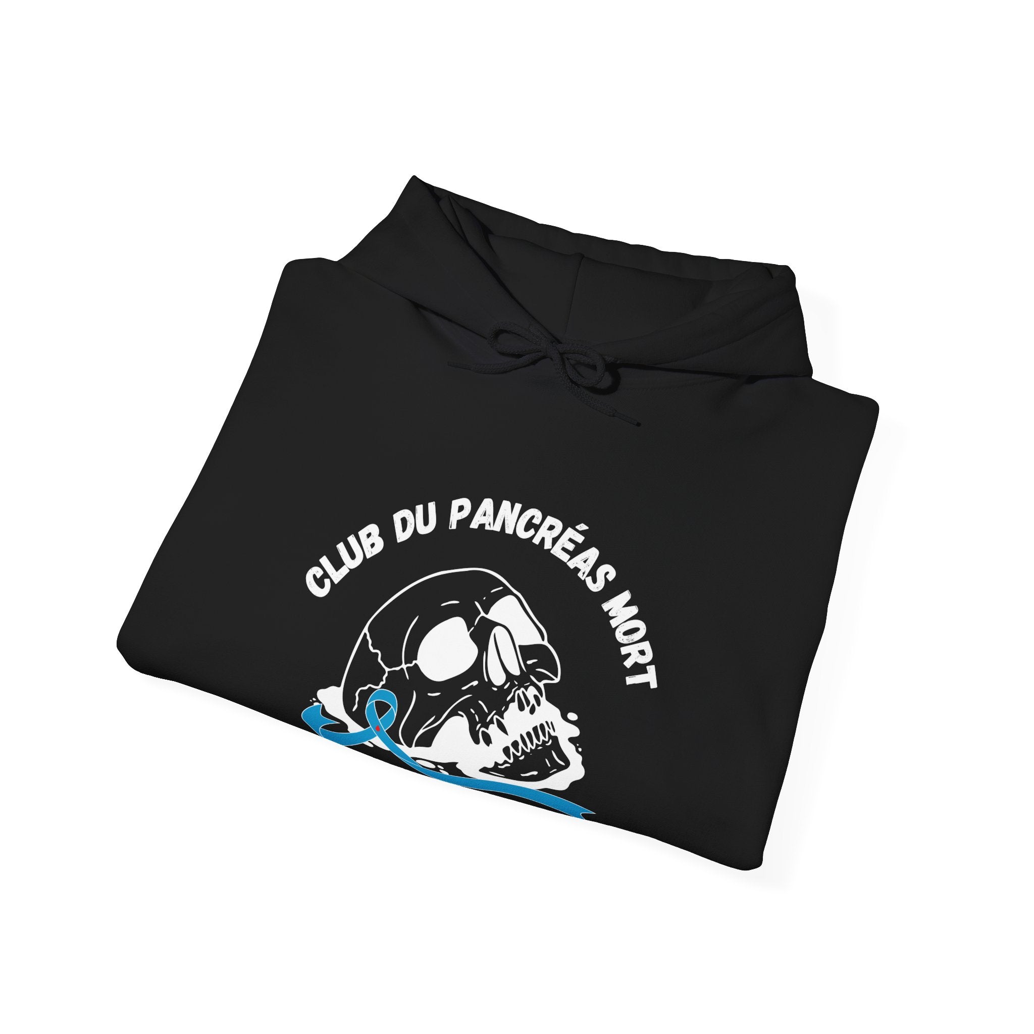 Skull & Blue Ribbon Dead Pancreas Club (French) Hoodie The Diabuddies Store Hoodies $32.41