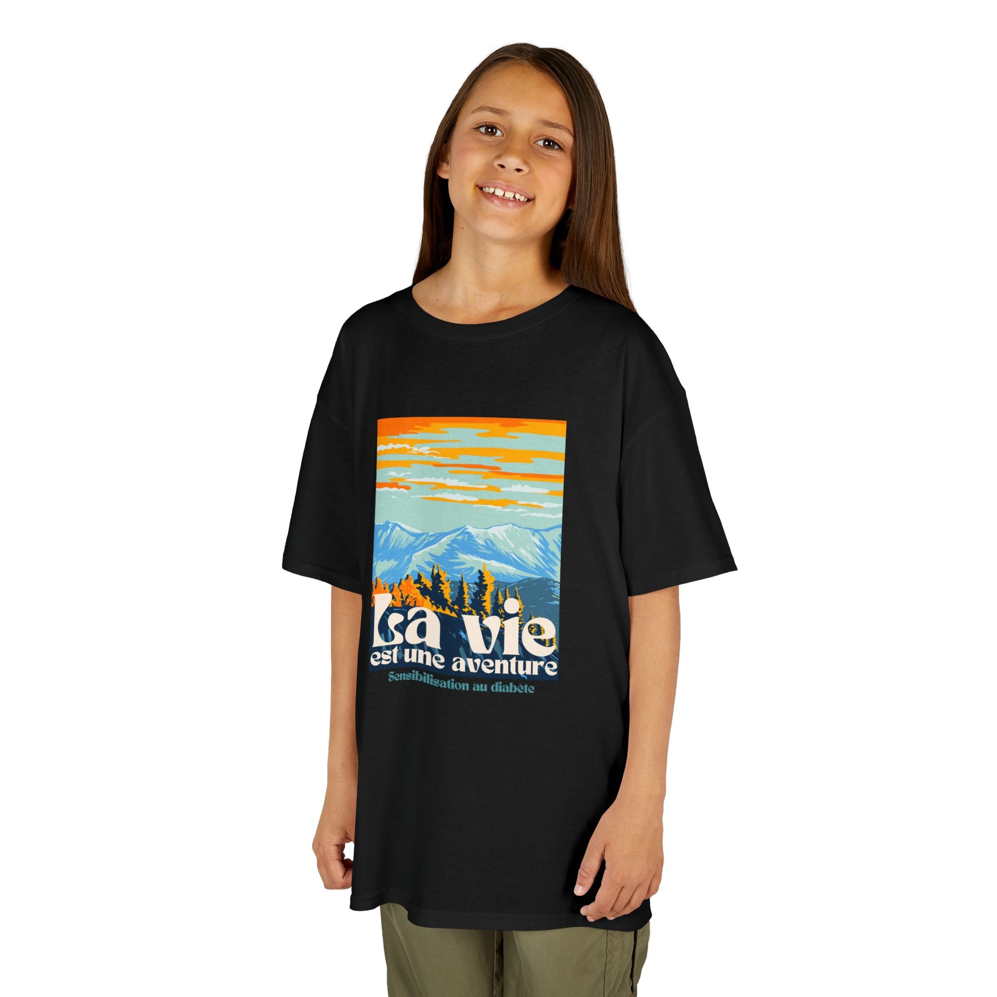 The Diabuddies Store Life is an Adventure, Mountains (French) - Kids Tee Life is an Adventure, Mountains (French) - Kids Tee: Inspire your little explorer with our "La vie est une aventure" Kids Tee! This super soft and comfortable t-shirt is perfect for