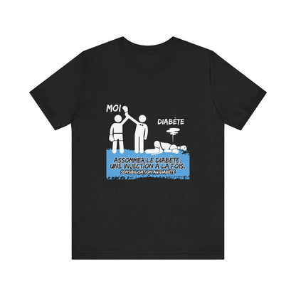 The Diabuddies Store Knocking out Diabetes (French) - Unisex Tee Knocking out Diabetes (French) - Unisex Tee: Make a bold statement with our French Unisex Tee. This funny yet powerful shirt is for the fighters, the advocates, and the champions who face di