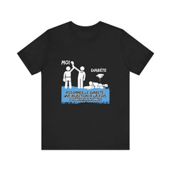 The Diabuddies Store Knocking out Diabetes (French) - Unisex Tee Knocking out Diabetes (French) - Unisex Tee: Make a bold statement with our French Unisex Tee. This funny yet powerful shirt is for the fighters, the advocates, and the champions who face di